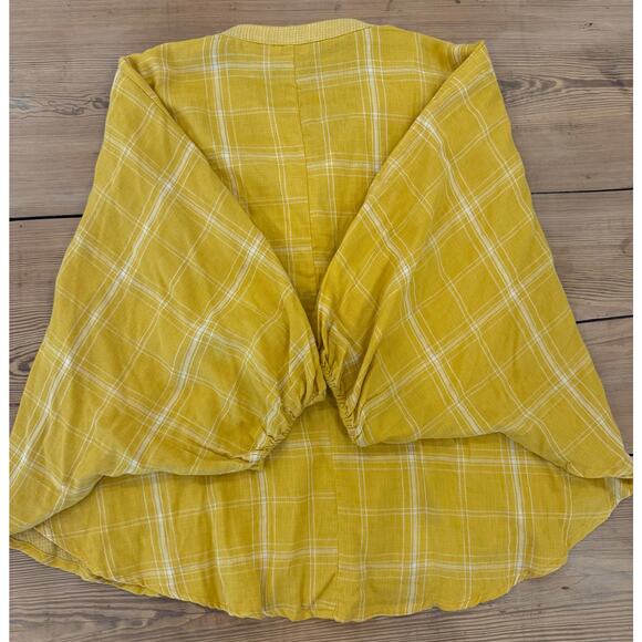 Umgee‎ Oversized Dolman Sleeve Blouse Mustard Yellow Plaid Large - Picture 7 of 7